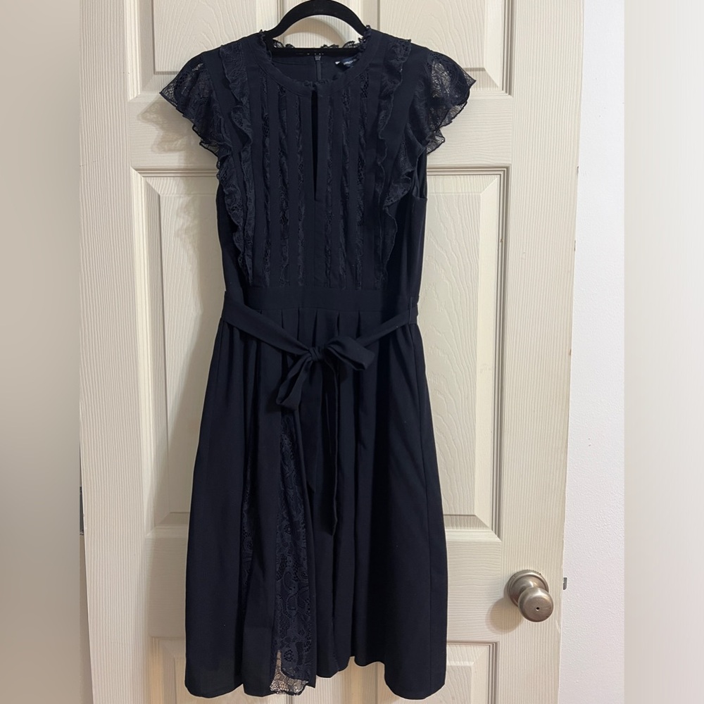 French Connection Black Sleeveless Dress with lace details